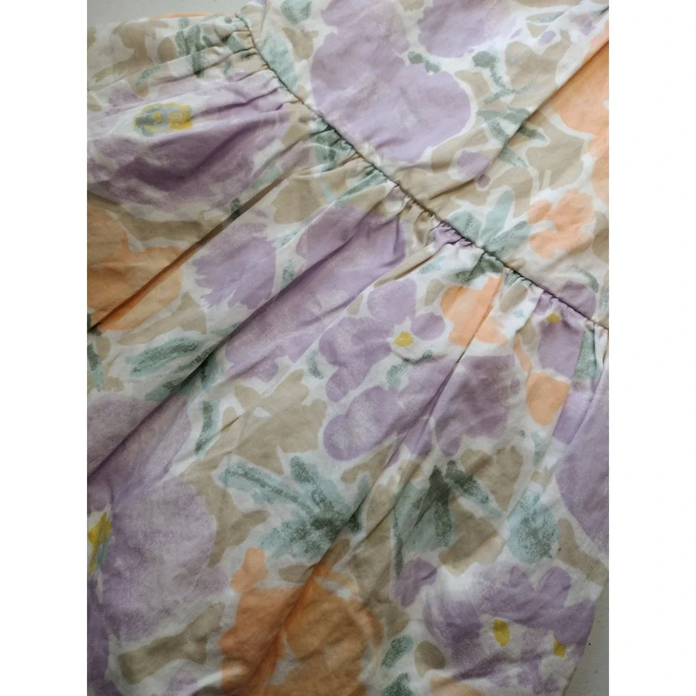 Carters Kid Girls 5 Floral Sleeveless Dress Pastel‎ Purple Orange Cotton Bow